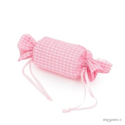 Bolsa caramelo en vichy rosa