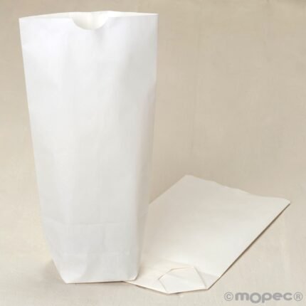 Bolsa papel blanco con base12x21X5cm.(preciox50u.)