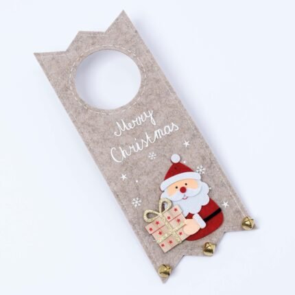 Adorno puerta Papa Noel con regalo y cascabeles.
