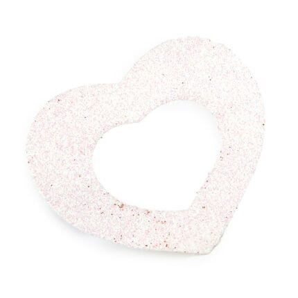 Corazones blancos con purpurina de 8x6cm.
