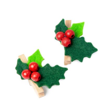 Adorno acebo con pinza