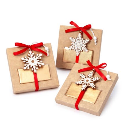 Caja colgante fieltro copo nieve.