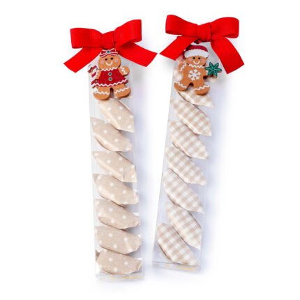 Estuche navideño con adorno de galletita de jengibre (dos modelos) .