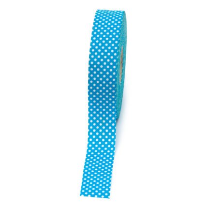 Cinta azul cielo con topos blancos