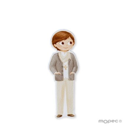 10 Figuras 2D de madera con adhesivo de niño Comunión con foulard