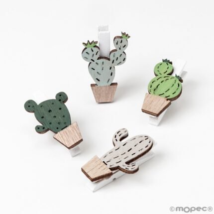 Pinza madera Cactus para Boda al por mayor