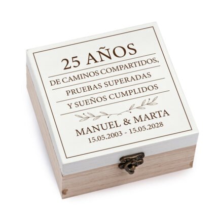 Caja madera 25 aniversario personalizada