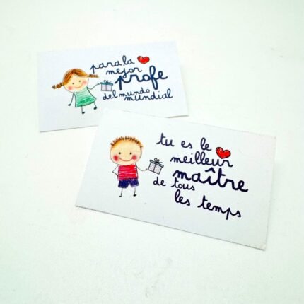 Tarjetas precortadas para La mejor Profe 1hoja=30 etiquetas